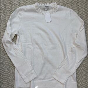 J. Crew Cream Ruffled Neck Top